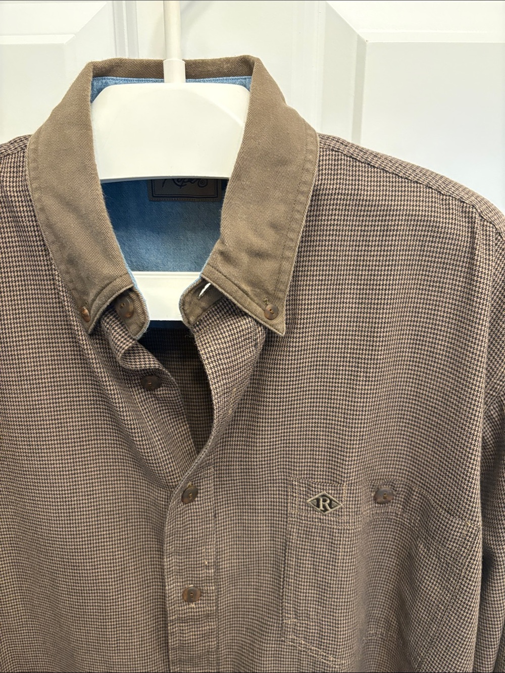Roper Brown & black checkered Long-Sleeve Casual Button-Down Shirt size Large